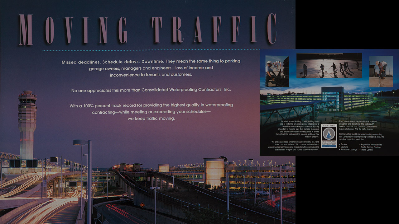 A moving traffic brochure with a picture of an airport.